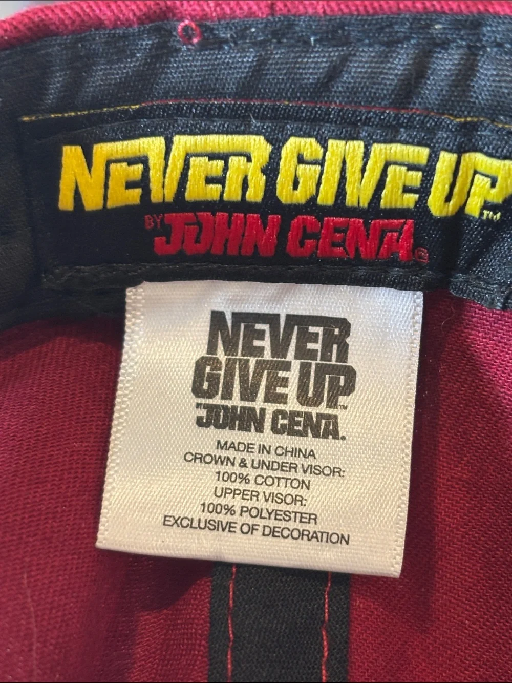🖤 WWE John Cena “Never Give Up” Baseball Hat Black Red Wrestling Cap Hat🖤